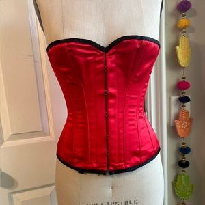 Vintage Vollers steel boned Corset in Red Satin